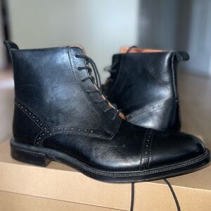 Stafford Black Leather Wingtip Men's Boots